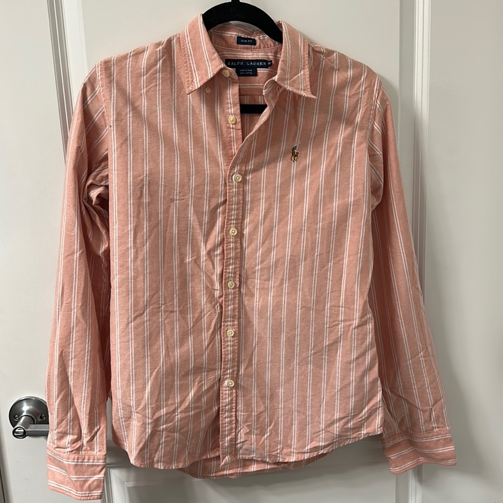 Women’s Ralph lauren coral stripped slim fit button down